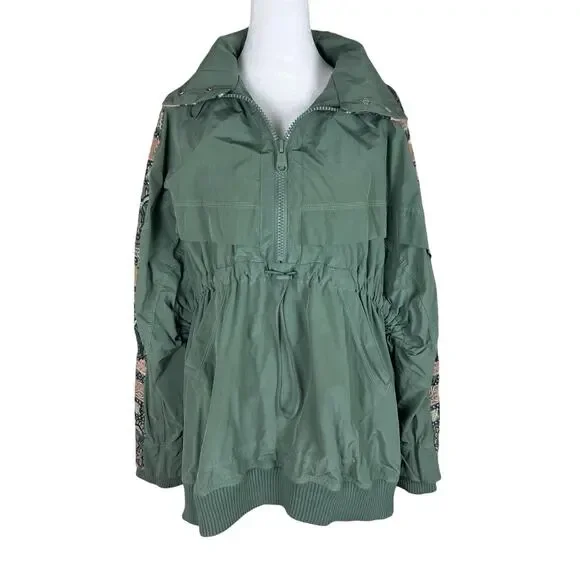 Free People FP Movement She Fly Anorak Windbreaker Hooded Jacket Oversize Sz XS - Picture 6 of 11